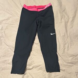 Nike Pro Leggings Black with Pink Waistband